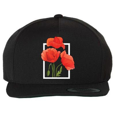 Poppy Flowers Wool Snapback Cap