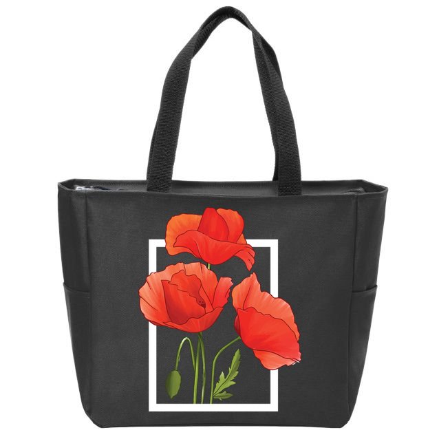 Poppy Flowers Zip Tote Bag