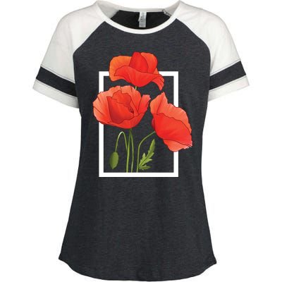 Poppy Flowers Enza Ladies Jersey Colorblock Tee