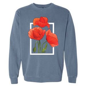 Poppy Flowers Garment-Dyed Sweatshirt