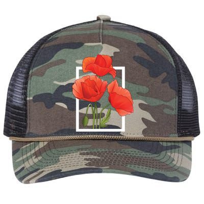 Poppy Flowers Retro Rope Trucker Hat Cap