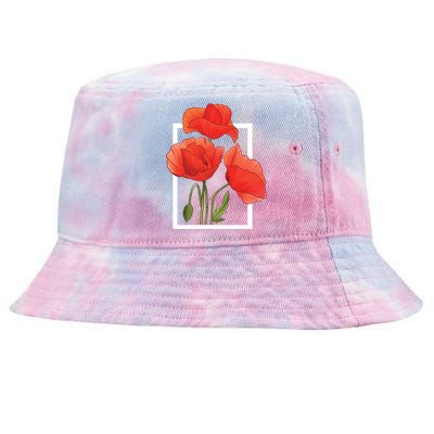 Poppy Flowers Tie-Dyed Bucket Hat