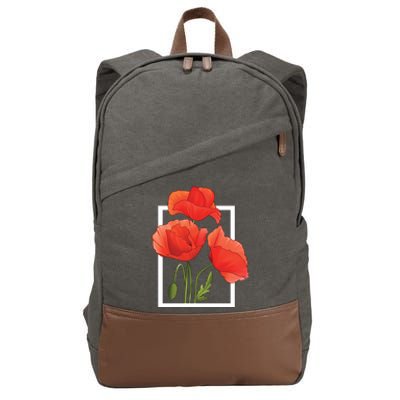 Poppy Flowers Cotton Canvas Backpack