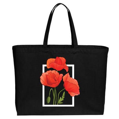 Poppy Flowers Cotton Canvas Jumbo Tote