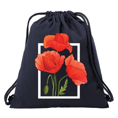 Poppy Flowers Drawstring Bag