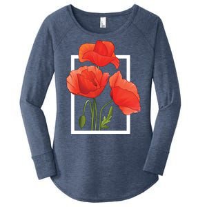 Poppy Flowers Women's Perfect Tri Tunic Long Sleeve Shirt