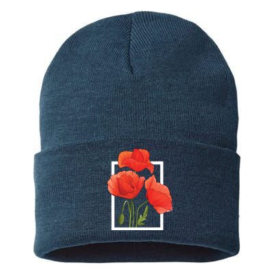 Poppy Flowers Sustainable Knit Beanie