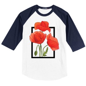 Poppy Flowers Baseball Sleeve Shirt