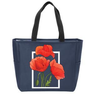 Poppy Flowers Zip Tote Bag