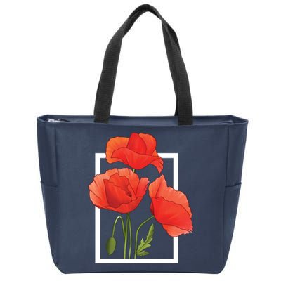 Poppy Flowers Zip Tote Bag