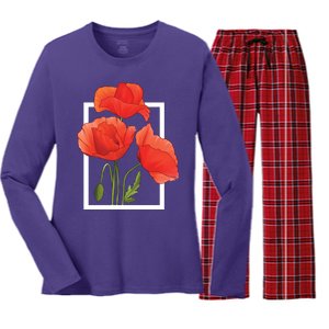 Poppy Flowers Women's Long Sleeve Flannel Pajama Set 