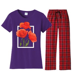 Poppy Flowers Women's Flannel Pajama Set