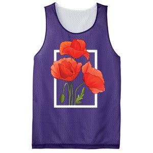 Poppy Flowers Mesh Reversible Basketball Jersey Tank