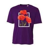 Poppy Flowers Youth Performance Sprint T-Shirt