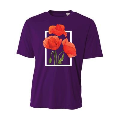 Poppy Flowers Youth Performance Sprint T-Shirt