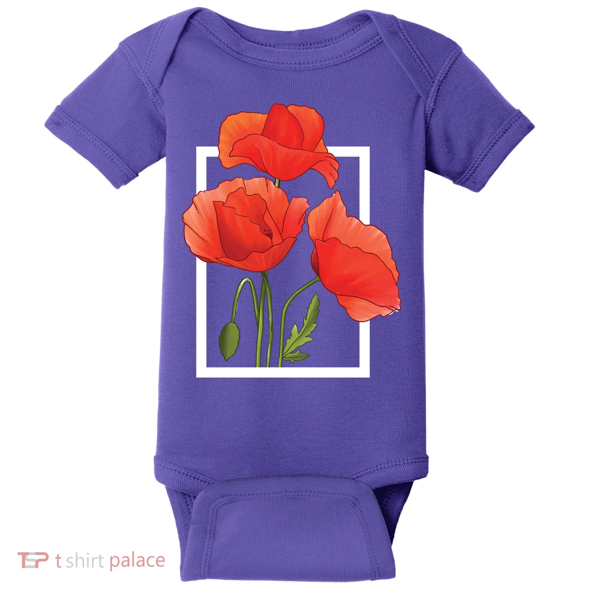 Poppy Flowers Baby Bodysuit