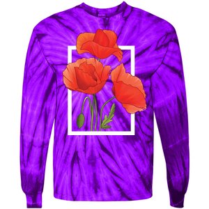 Poppy Flowers Tie-Dye Long Sleeve Shirt