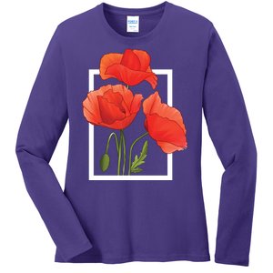 Poppy Flowers Ladies Long Sleeve Shirt