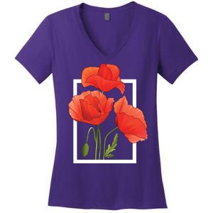 Poppy Flowers Women's V-Neck T-Shirt