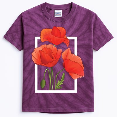 Poppy Flowers Kids Tie-Dye T-Shirt