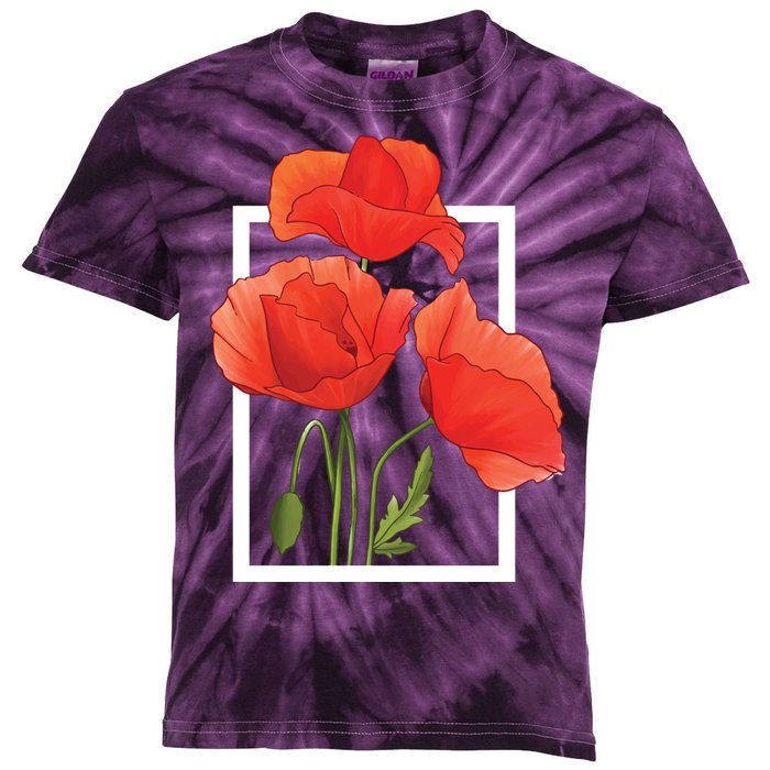 Poppy Flowers Kids Tie-Dye T-Shirt