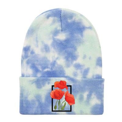 Poppy Flowers Tie Dye 12in Knit Beanie