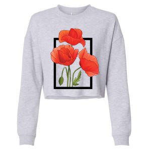 Poppy Flowers Cropped Pullover Crew