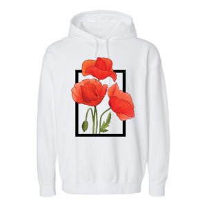 Poppy Flowers Garment-Dyed Fleece Hoodie