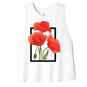 Poppy Flowers Women's Racerback Cropped Tank