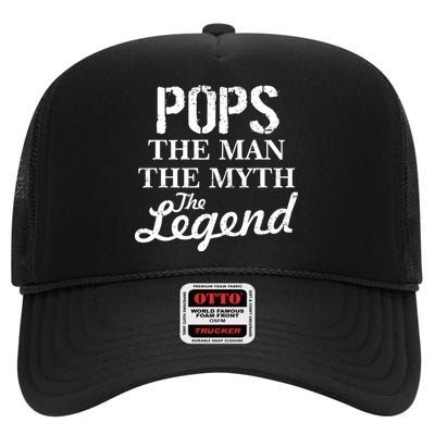 Pops The Man Myth Legend High Crown Mesh Back Trucker Hat