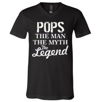 Pops The Man Myth Legend V-Neck T-Shirt