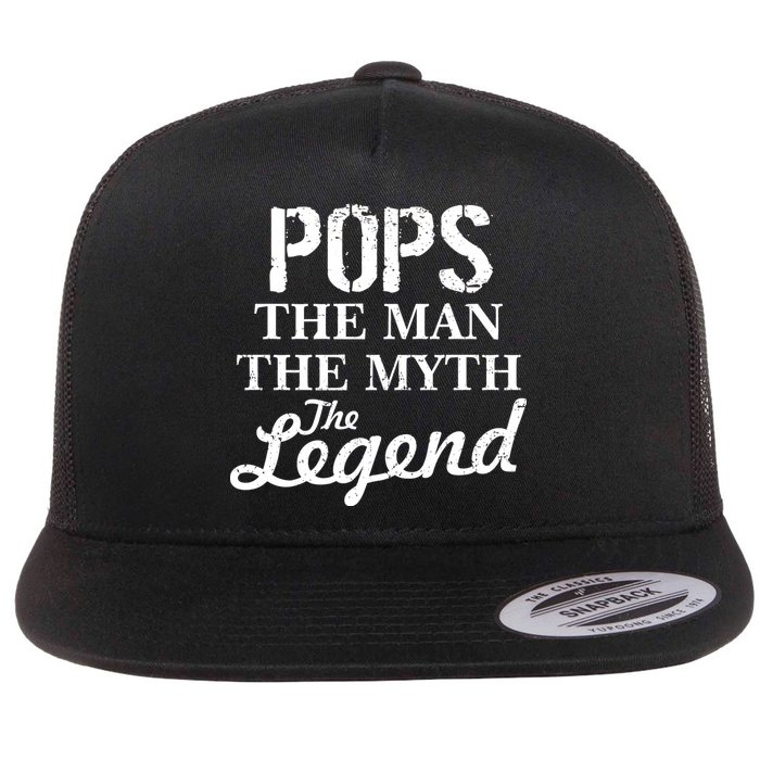 Pops The Man Myth Legend Flat Bill Trucker Hat