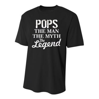 Pops The Man Myth Legend Youth Performance Sprint T-Shirt