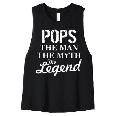 Pops The Man Myth Legend Women's Racerback Cropped Tank