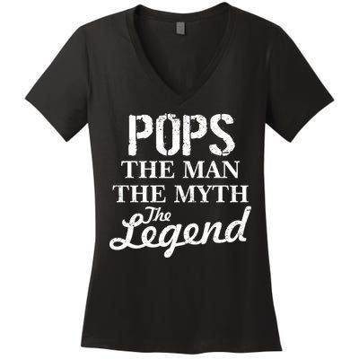 Pops The Man Myth Legend Women's V-Neck T-Shirt