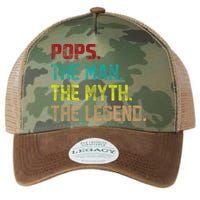 Pops The Man The Myth The Legend Funny Grandpa Legacy Tie Dye Trucker Hat