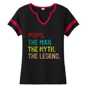 Pops The Man The Myth The Legend Funny Grandpa Ladies Halftime Notch Neck Tee