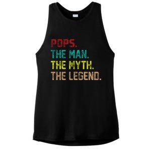 Pops The Man The Myth The Legend Funny Grandpa Ladies PosiCharge Tri-Blend Wicking Tank