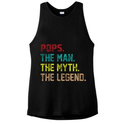 Pops The Man The Myth The Legend Funny Grandpa Ladies PosiCharge Tri-Blend Wicking Tank