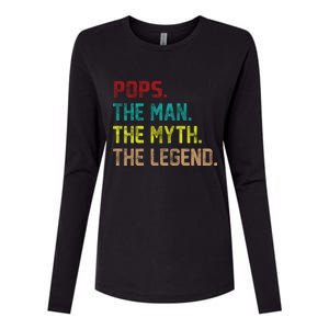 Pops The Man The Myth The Legend Funny Grandpa Womens Cotton Relaxed Long Sleeve T-Shirt