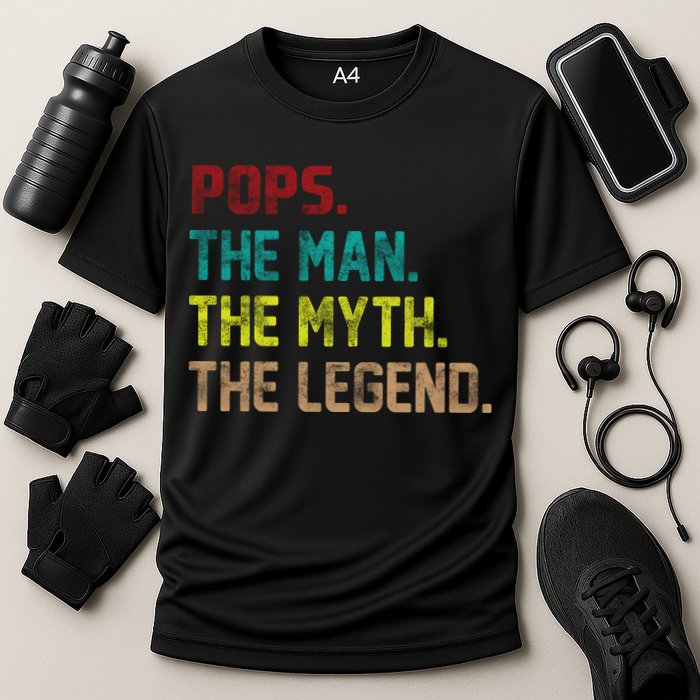 Pops The Man The Myth The Legend Funny Grandpa Performance Shirt