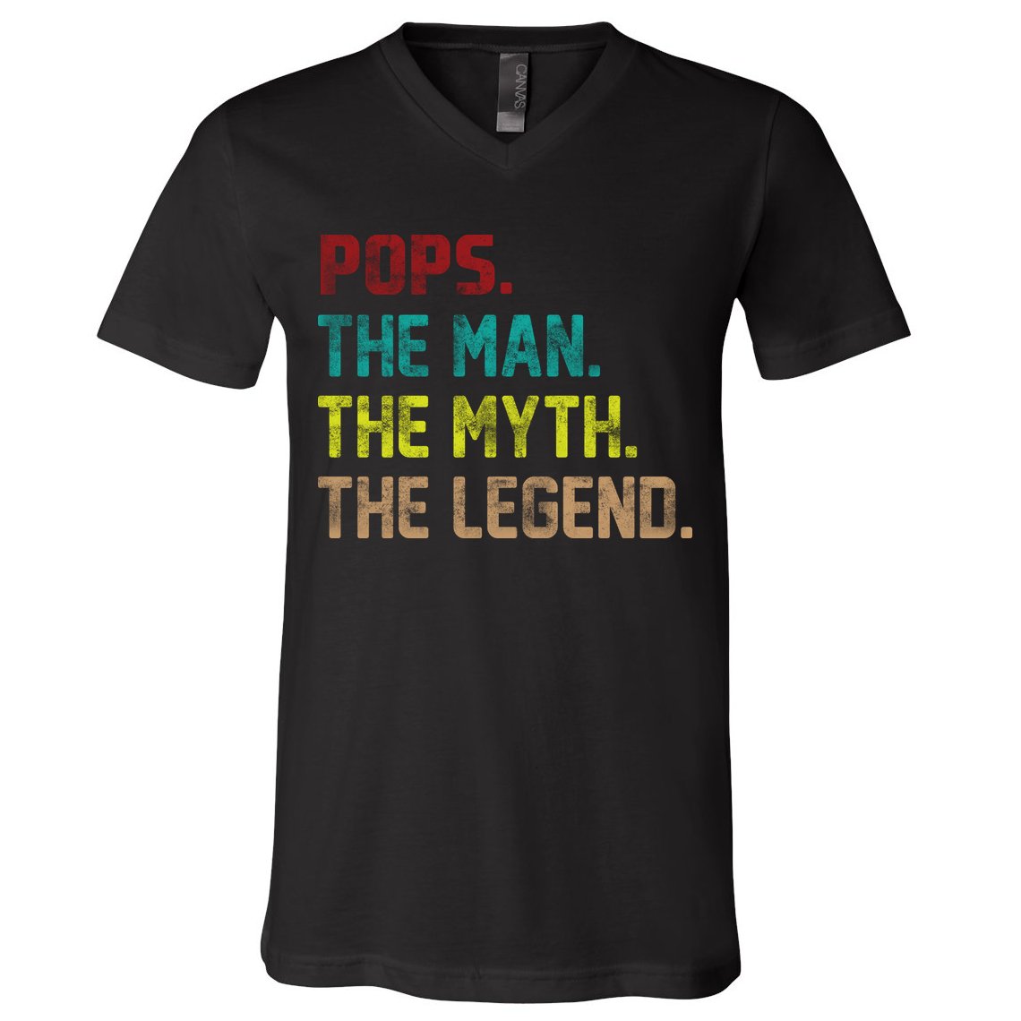 Pops The Man The Myth The Legend Funny Grandpa V-Neck T-Shirt