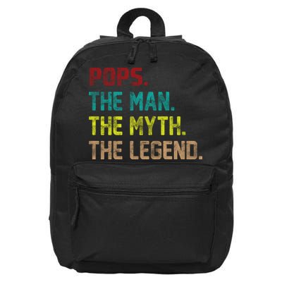 Pops The Man The Myth The Legend Funny Grandpa 16 in Basic Backpack