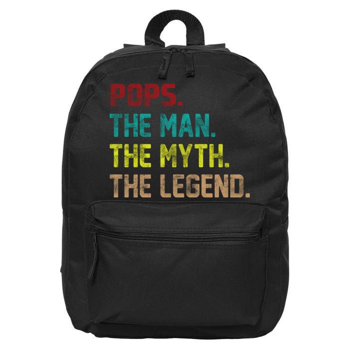 Pops The Man The Myth The Legend Funny Grandpa 16 in Basic Backpack