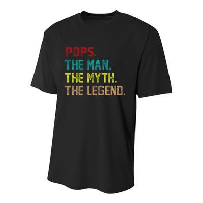 Pops The Man The Myth The Legend Funny Grandpa Youth Performance Sprint T-Shirt