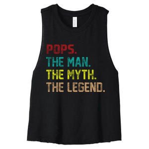 Pops The Man The Myth The Legend Funny Grandpa Women's Racerback Cropped Tank