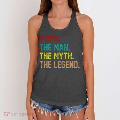Pops The Man The Myth The Legend Funny Grandpa Women's Knotted Racerback Tank