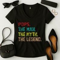 Pops The Man The Myth The Legend Funny Grandpa Women's V-Neck T-Shirt