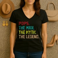 Pops The Man The Myth The Legend Funny Grandpa Women's V-Neck T-Shirt
