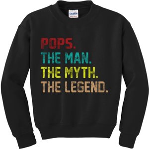 Pops The Man The Myth The Legend Funny Grandpa Kids Sweatshirt